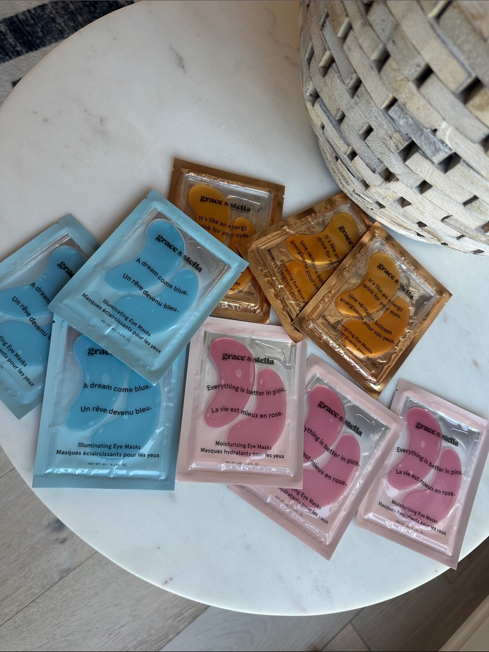 9 pack grace & stella Eye Gel Patch Trio — Pink, Blue, Gold
